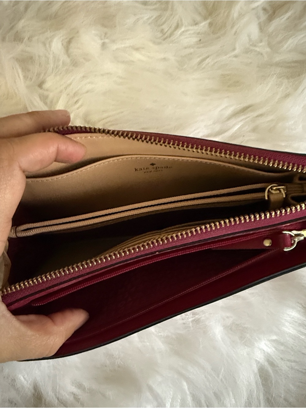 kate spade burgundy leather wristlet wallet - Picture 6 of 8